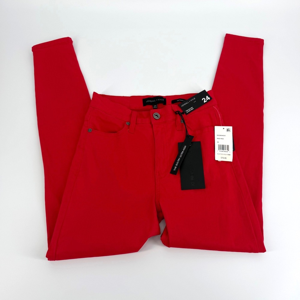 Kendall + Kylie Skinny Jeans Women 24 Red New The Sultry Ultra High Coated